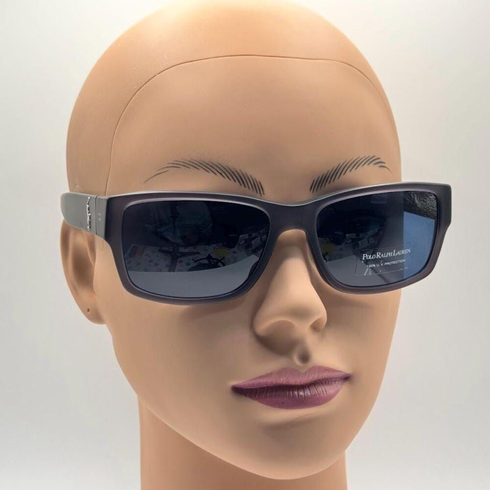 NEW Men's Y2K Ralph Lauren Chunky Sunglasses Polo 4061 Opaque Black/Blue 57/17